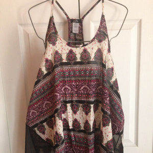 Blouse With Sheer Sides And Racerback